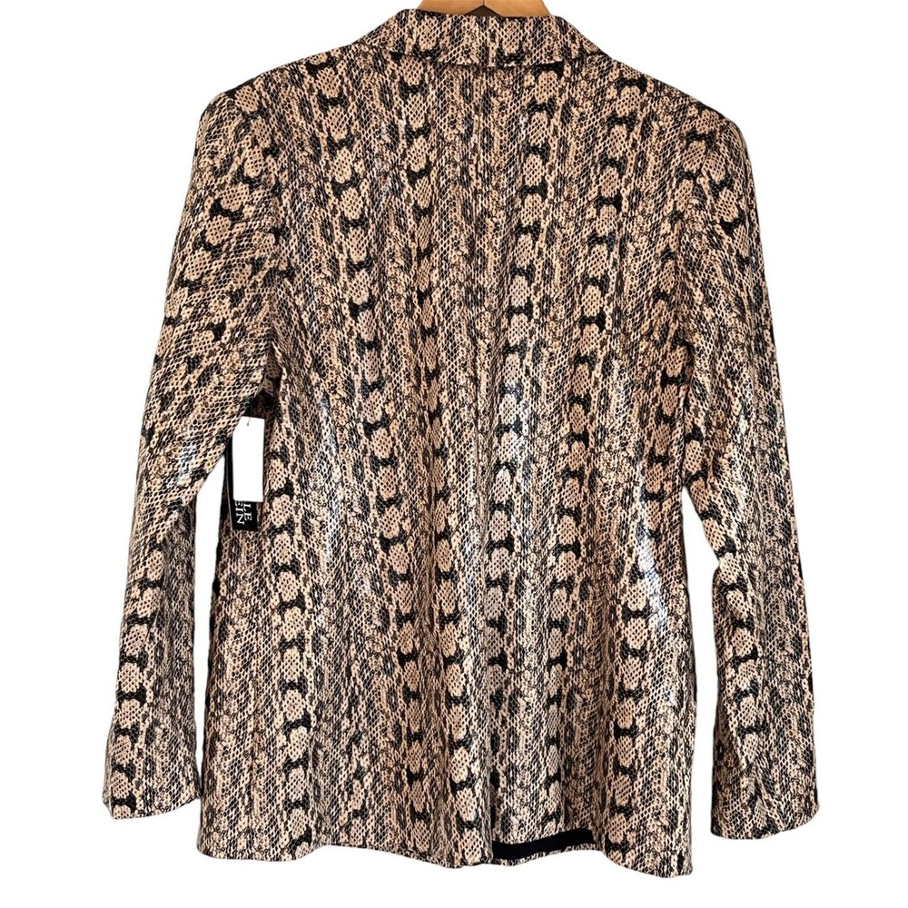 Danielle Bernstein Faux-Snakeskin Printed Blazer Jacket Beige Overflow XL - Picture 4 of 10